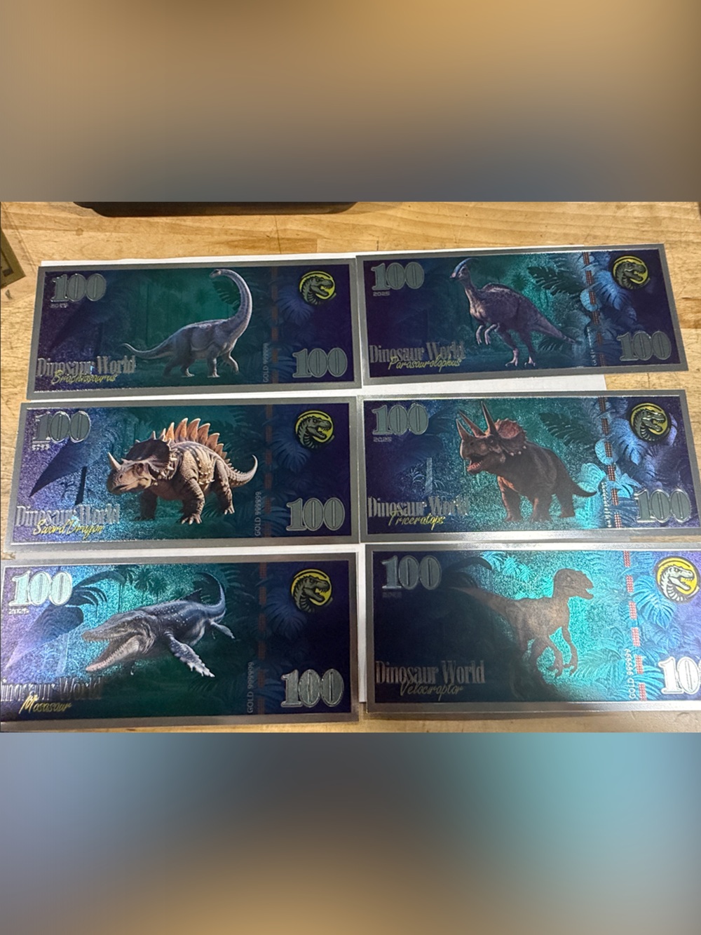 Blue Dinosaur Collectible Play Money - Reptile Toy Bills